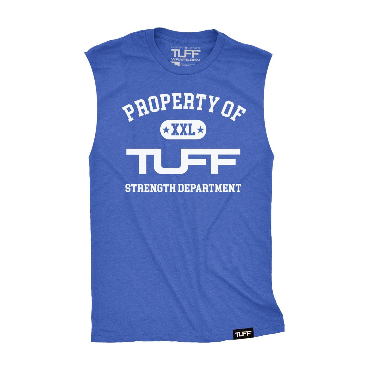 Property of TUFF Raw Edge Muscle Tank S / Royal Blue TuffWraps.com