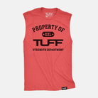 Property of TUFF Raw Edge Muscle Tank Vintage Red / S TuffWraps.com