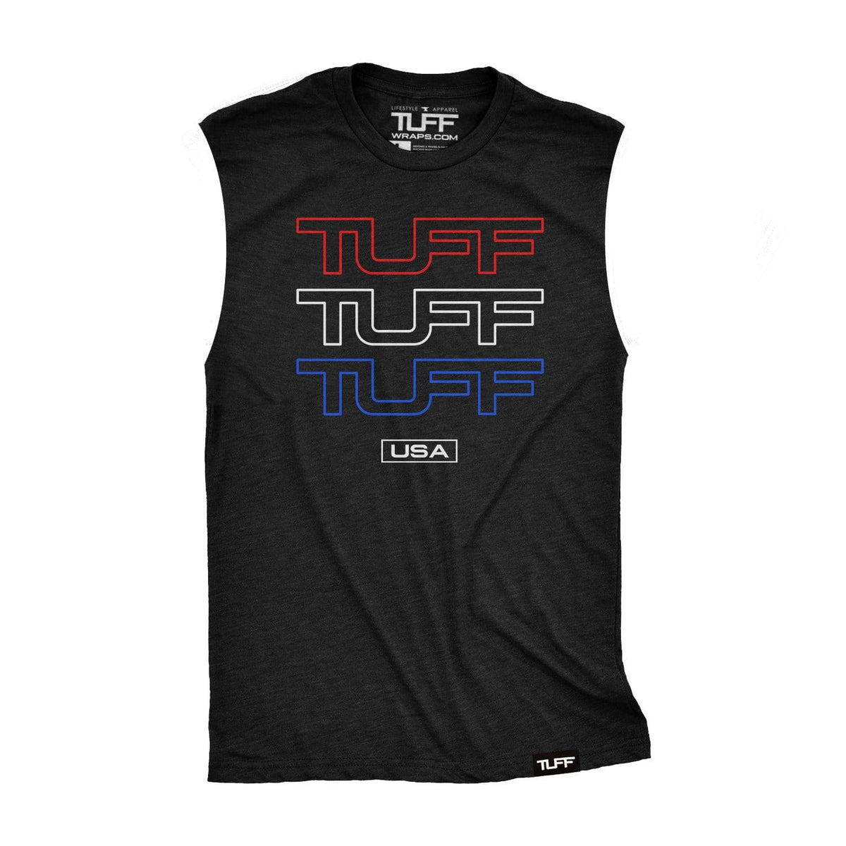 Triple TUFF USA Raw Edge Muscle Tank S / Black TuffWraps.com