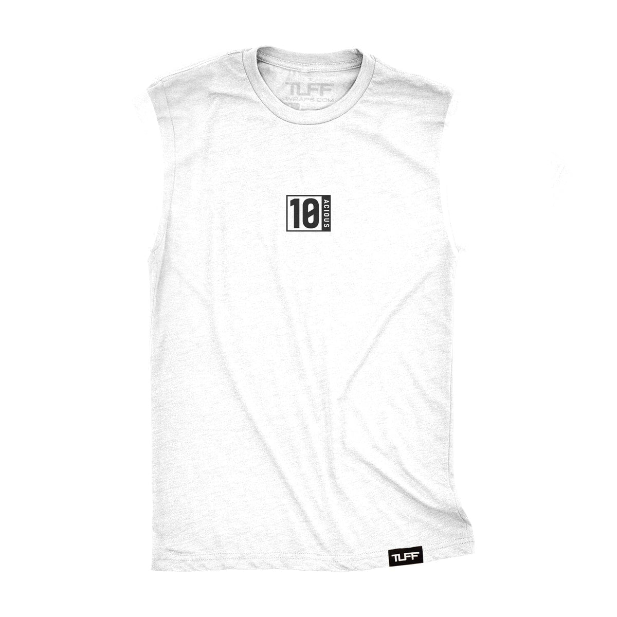 TUFF 10acious Original  Raw Edge Muscle Tank S / White TuffWraps.com