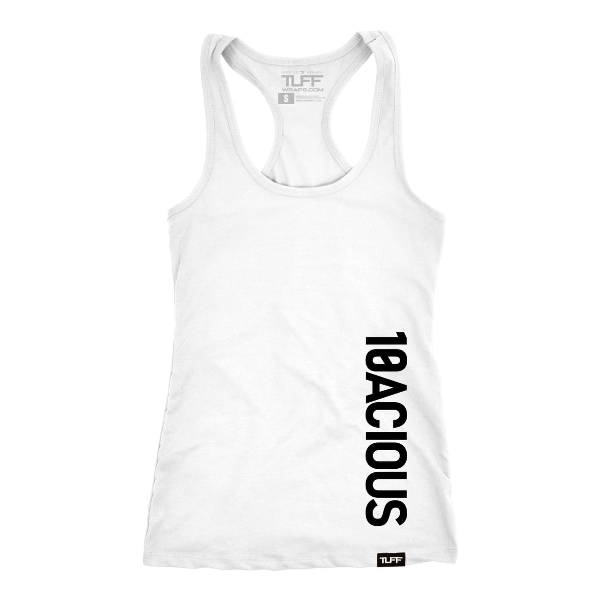 TUFF 10acious Side Racerback Tank XS / White TuffWraps.com