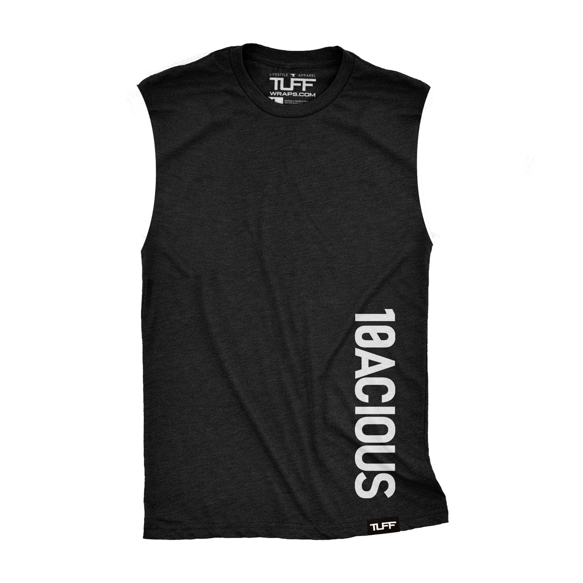 TUFF 10acious Side  Raw Edge Muscle Tank S / Black TuffWraps.com