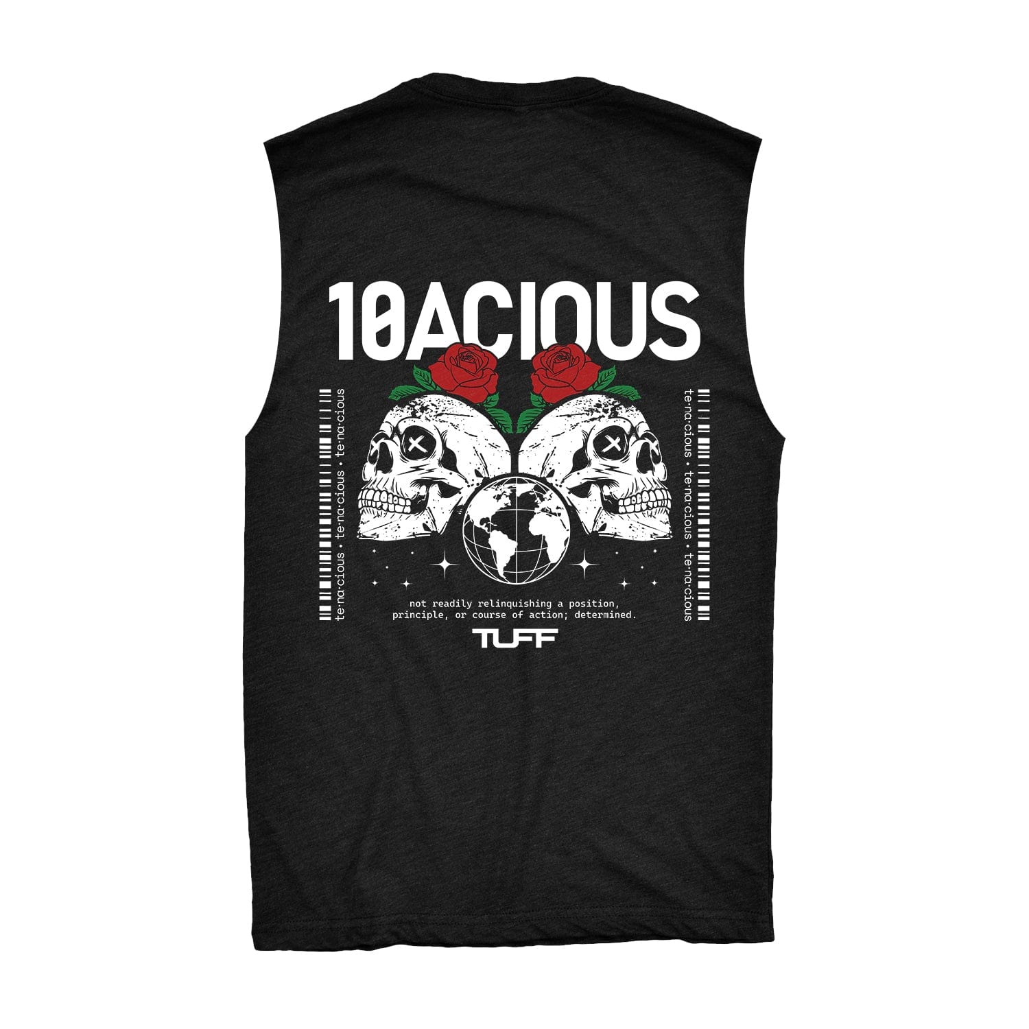 TUFF 10acious Skull  Raw Edge Muscle Tank S TuffWraps.com