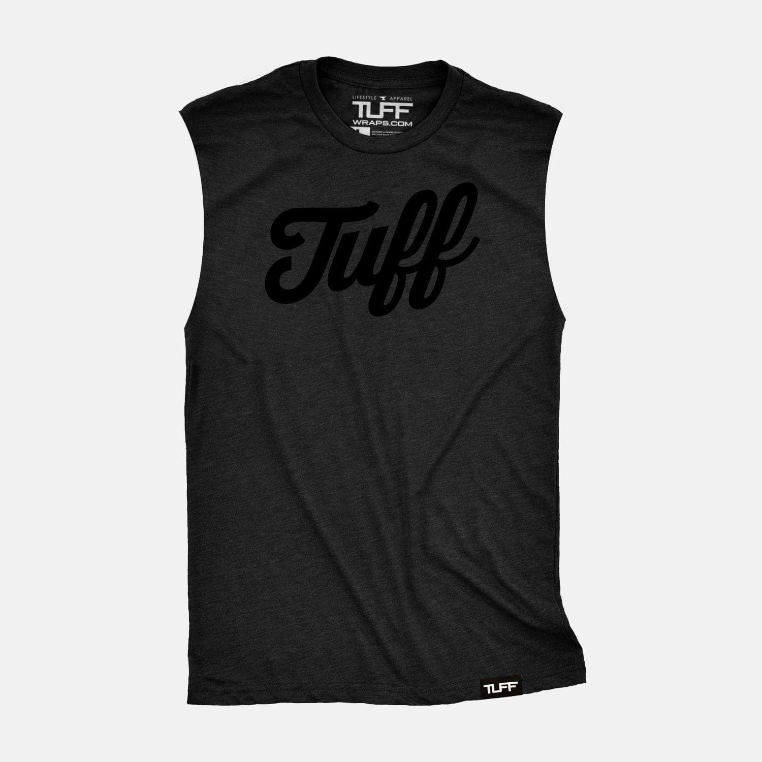 TUFF Blackout Script Raw Edge Muscle Tank S TuffWraps.com