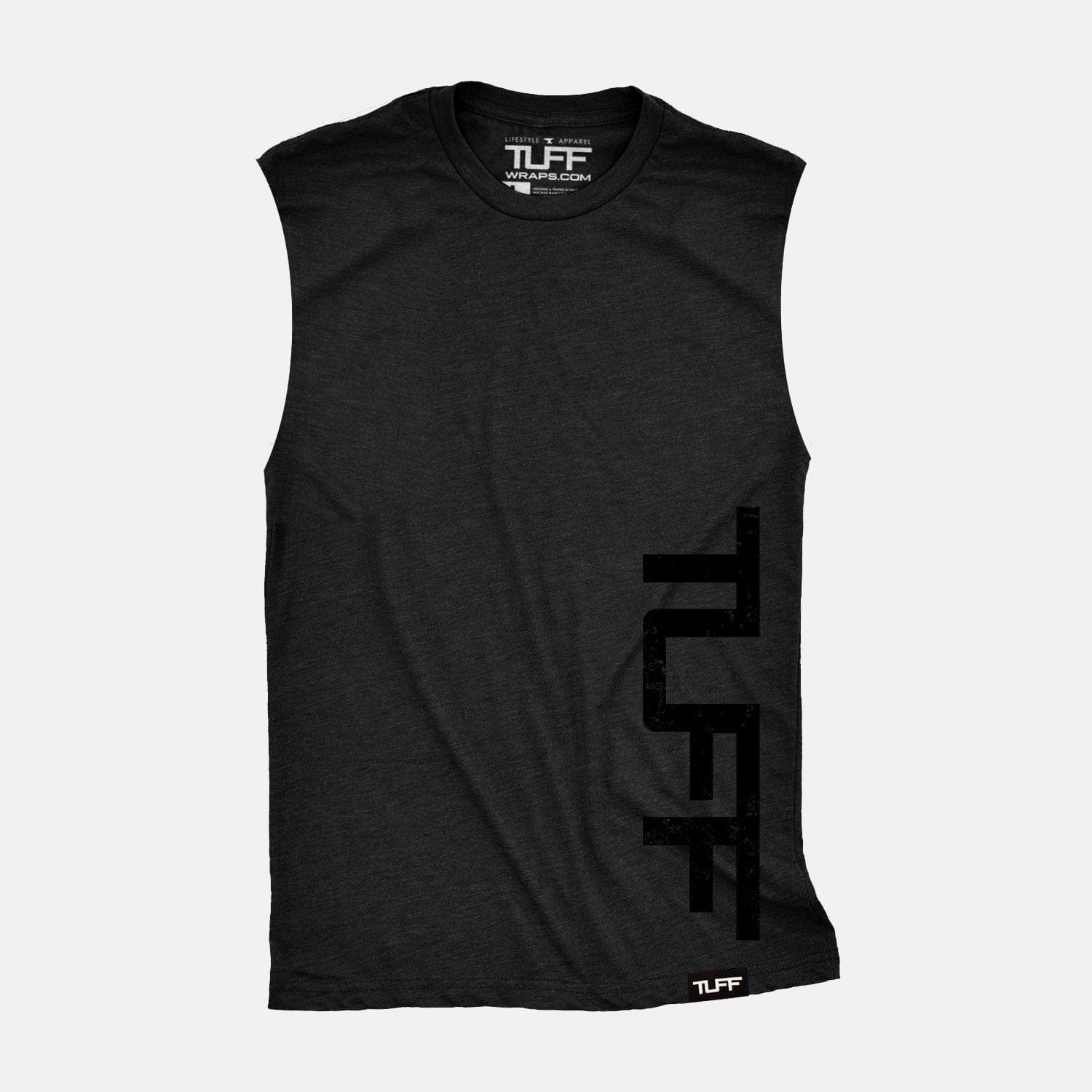 TUFF Blackout Side Raw Edge Muscle Tank Black / S TuffWraps.com