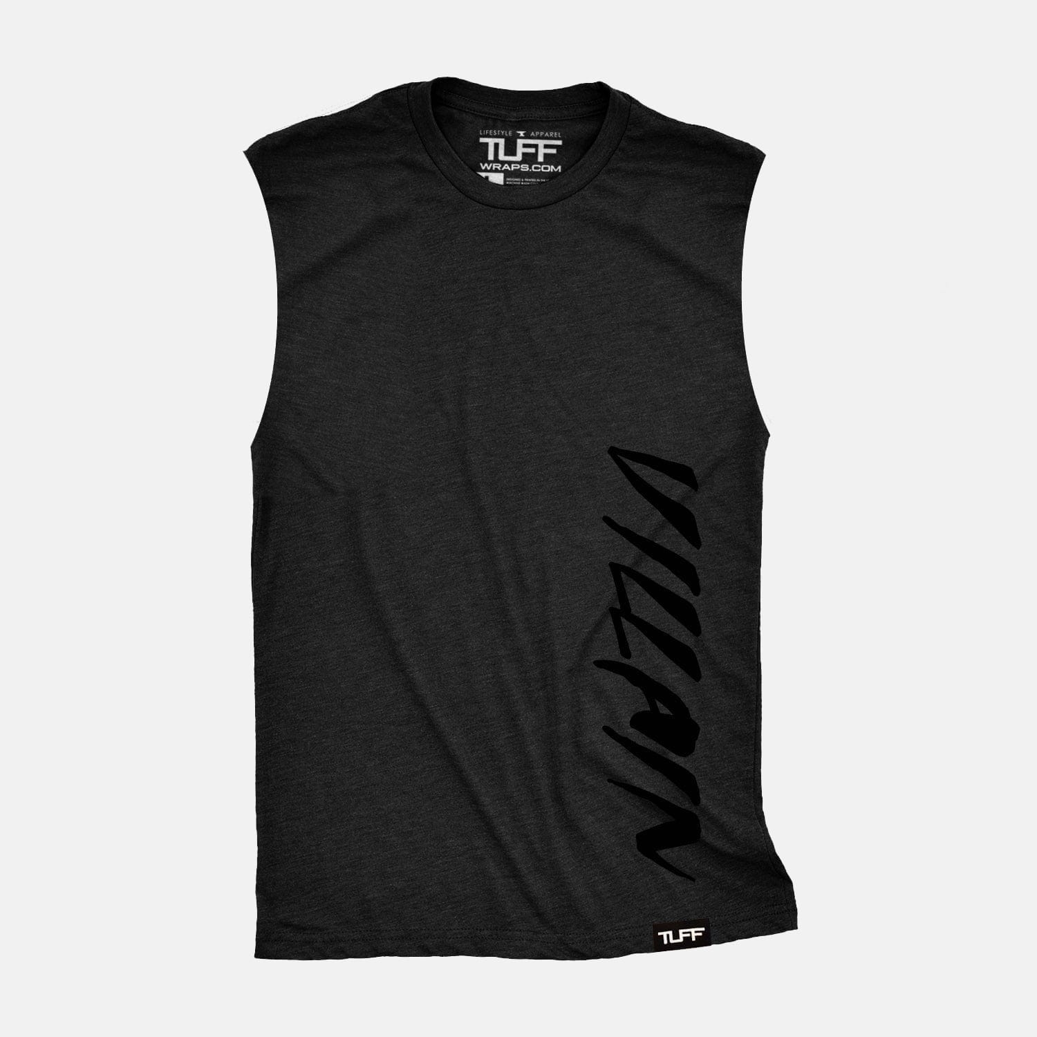 TUFF Blackout Villain Side Raw Edge Muscle Tank Black / S TuffWraps.com