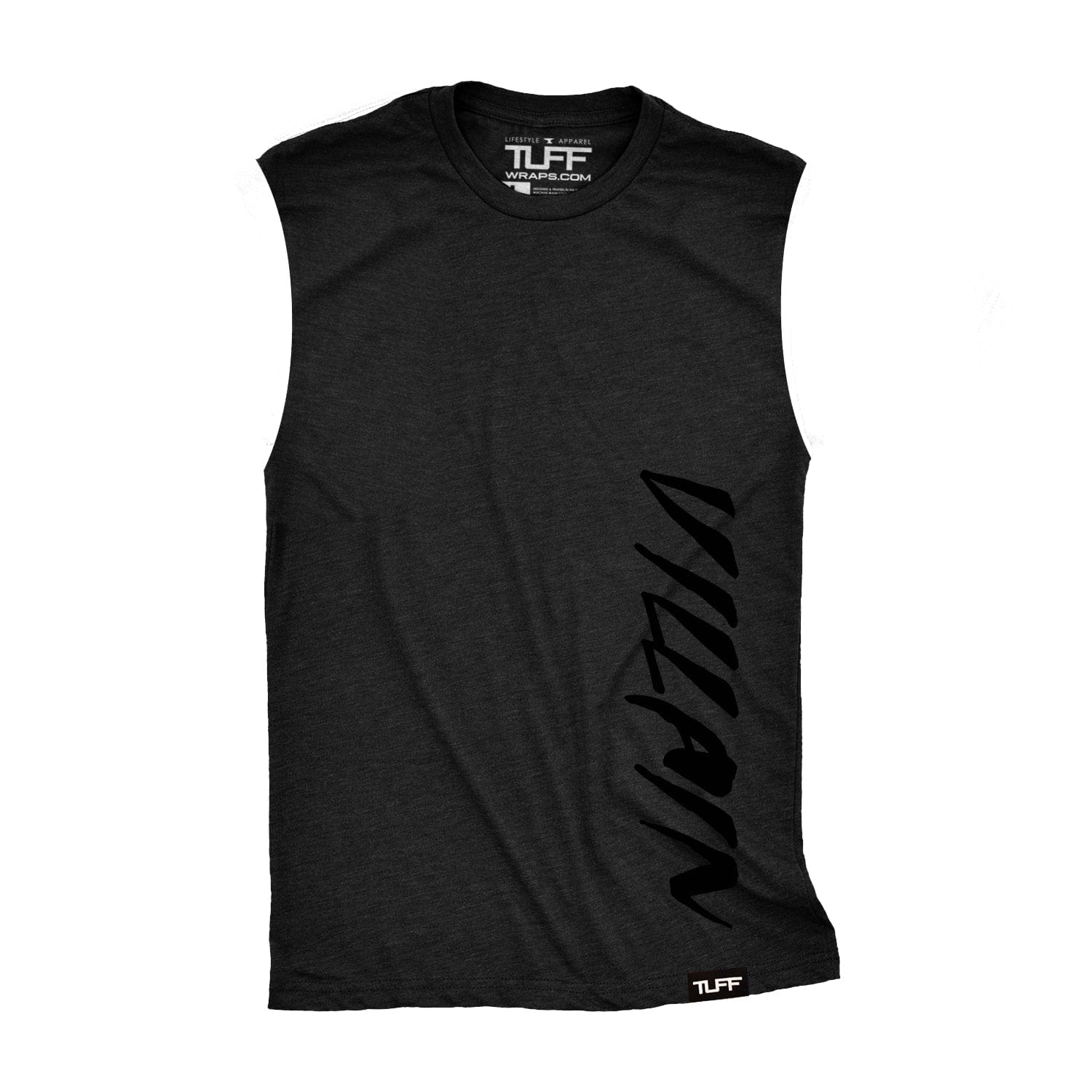 TUFF Blackout Villain Side Raw Edge Muscle Tank TuffWraps.com