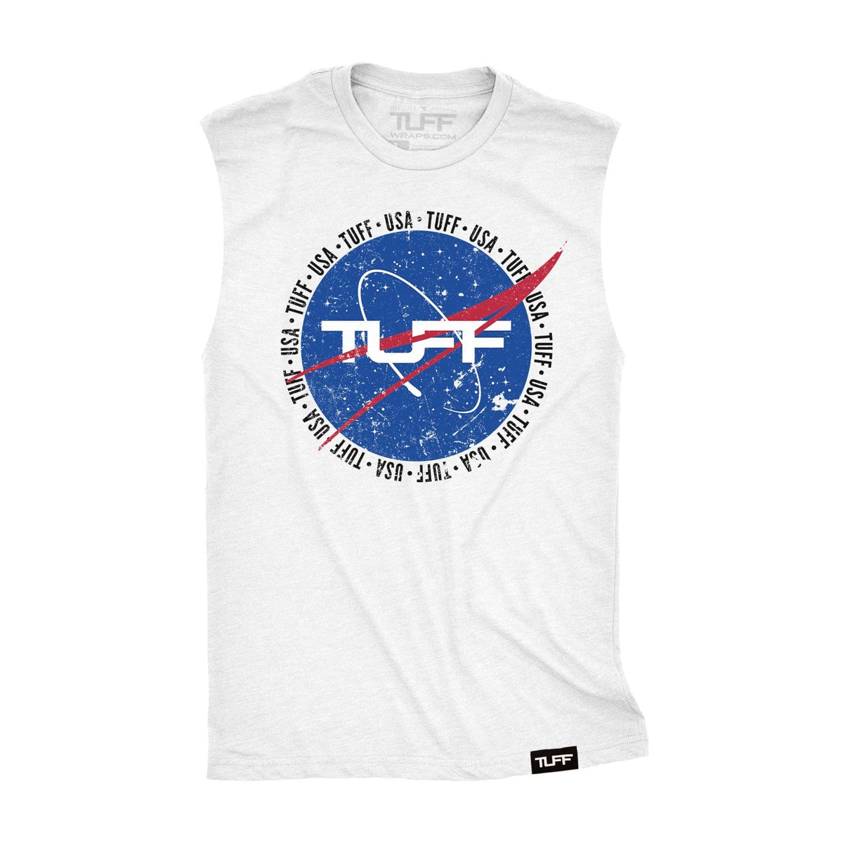 TUFF Deep Space Raw Edge Muscle Tank S / White TuffWraps.com