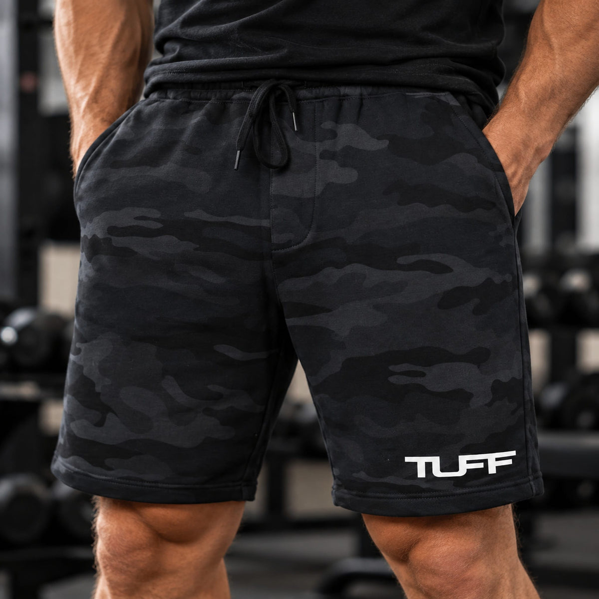 TUFF Essentials Tapered Fleece Shorts Black Camo / XS TuffWraps.com