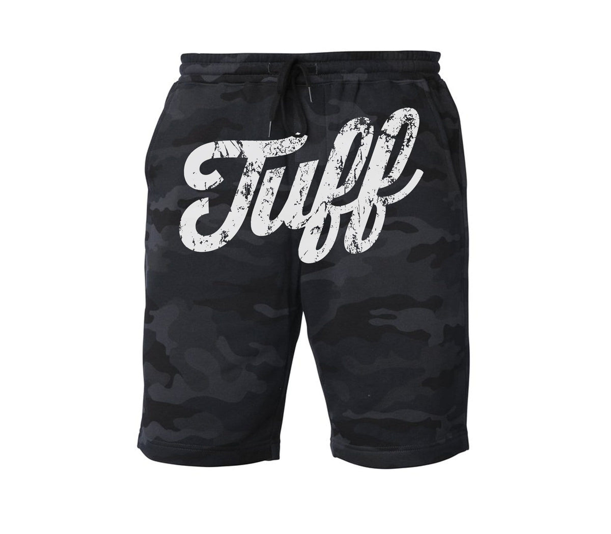 TUFF Front Script Tapered Fleece Shorts XS / Black Camo TuffWraps.com