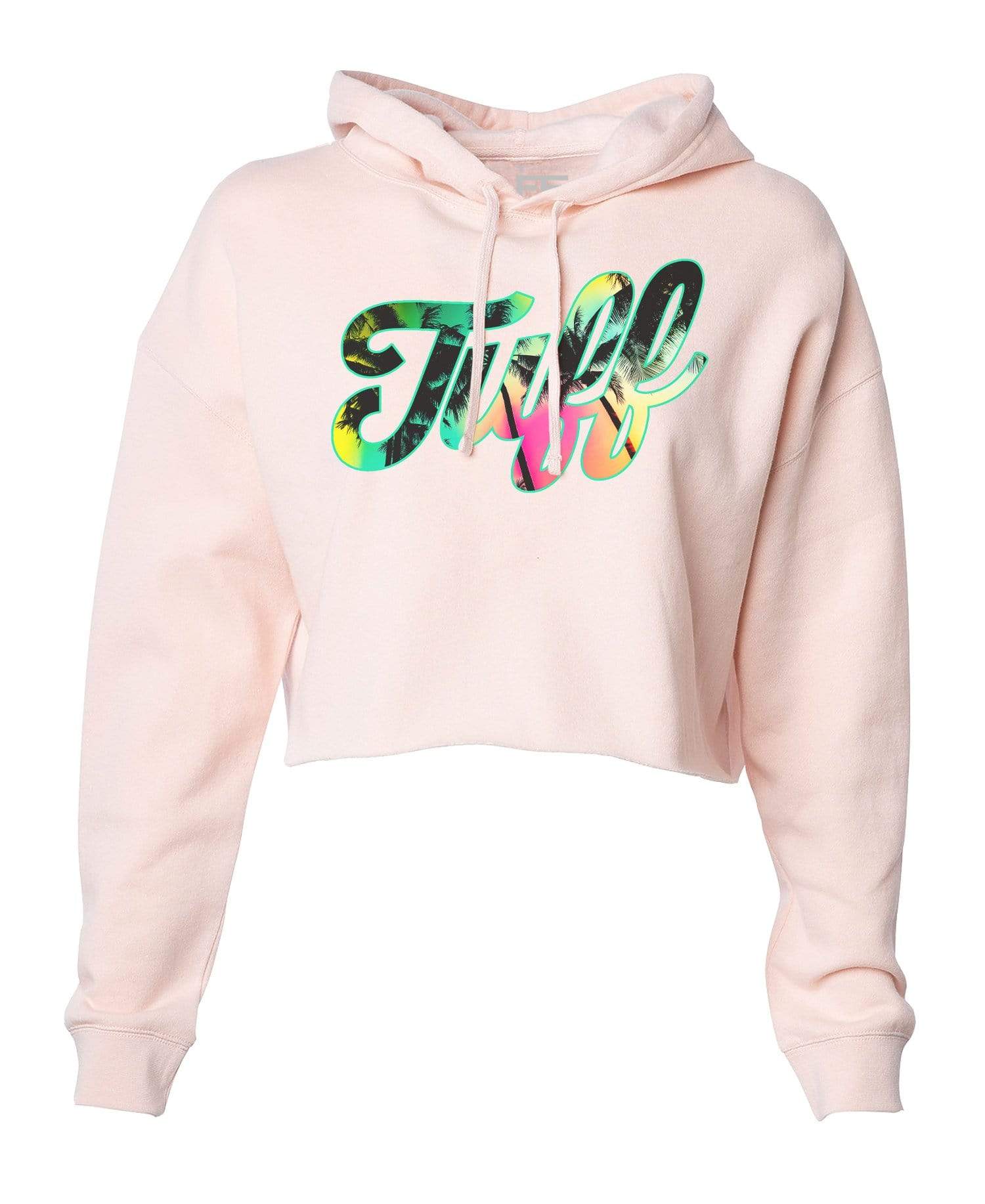 TUFF Palm Script Hooded Cropped Fleece XS / Peach TuffWraps.com