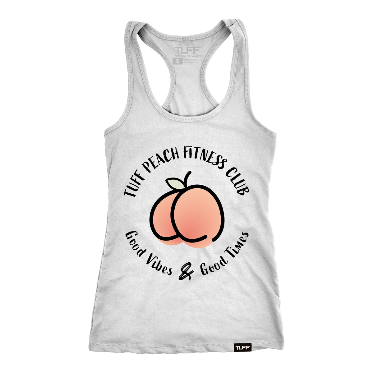 TUFF Peach Fitness Club Racerback Tank XS / White TuffWraps.com