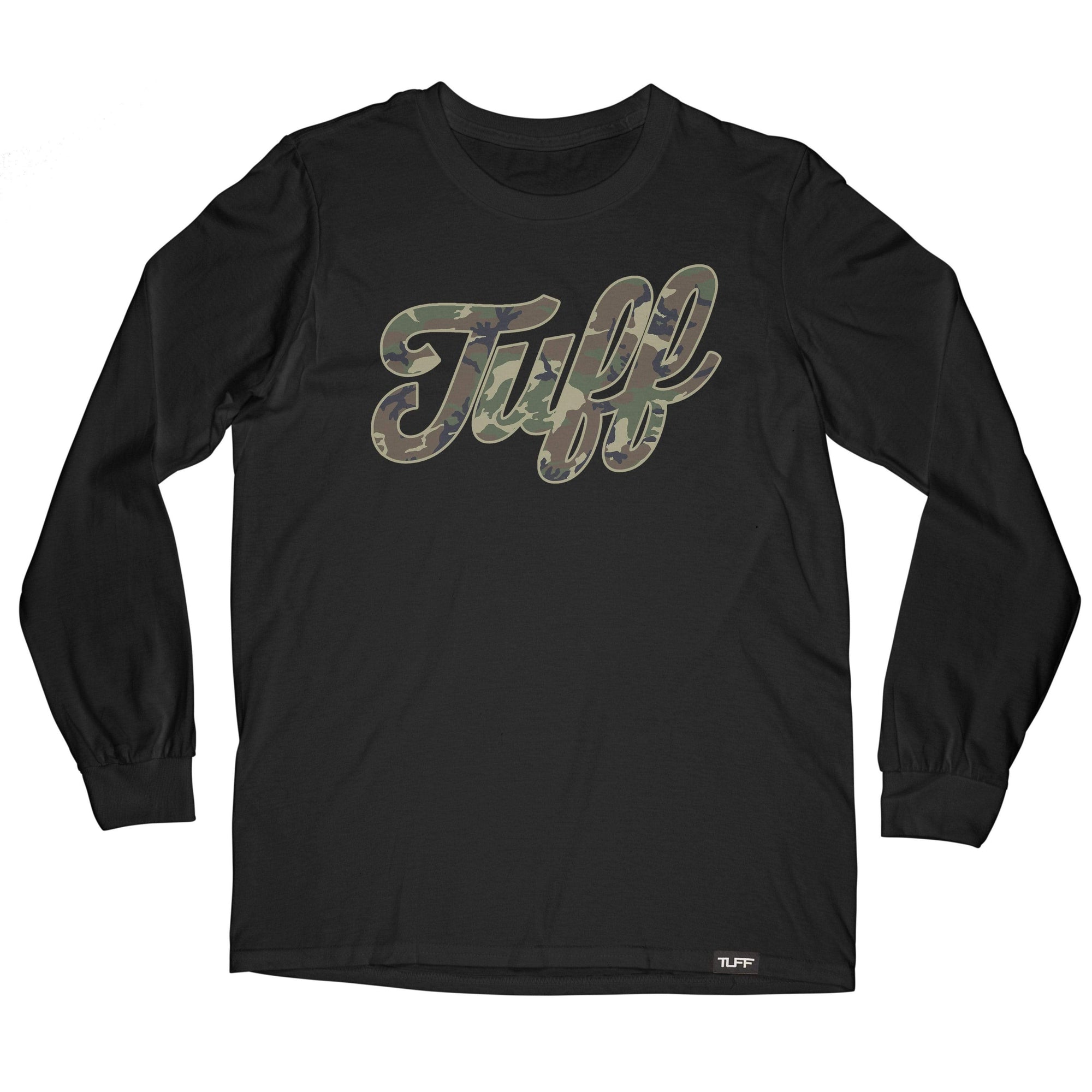 TUFF Script Camo Long Sleeve Tee S / Black TuffWraps.com