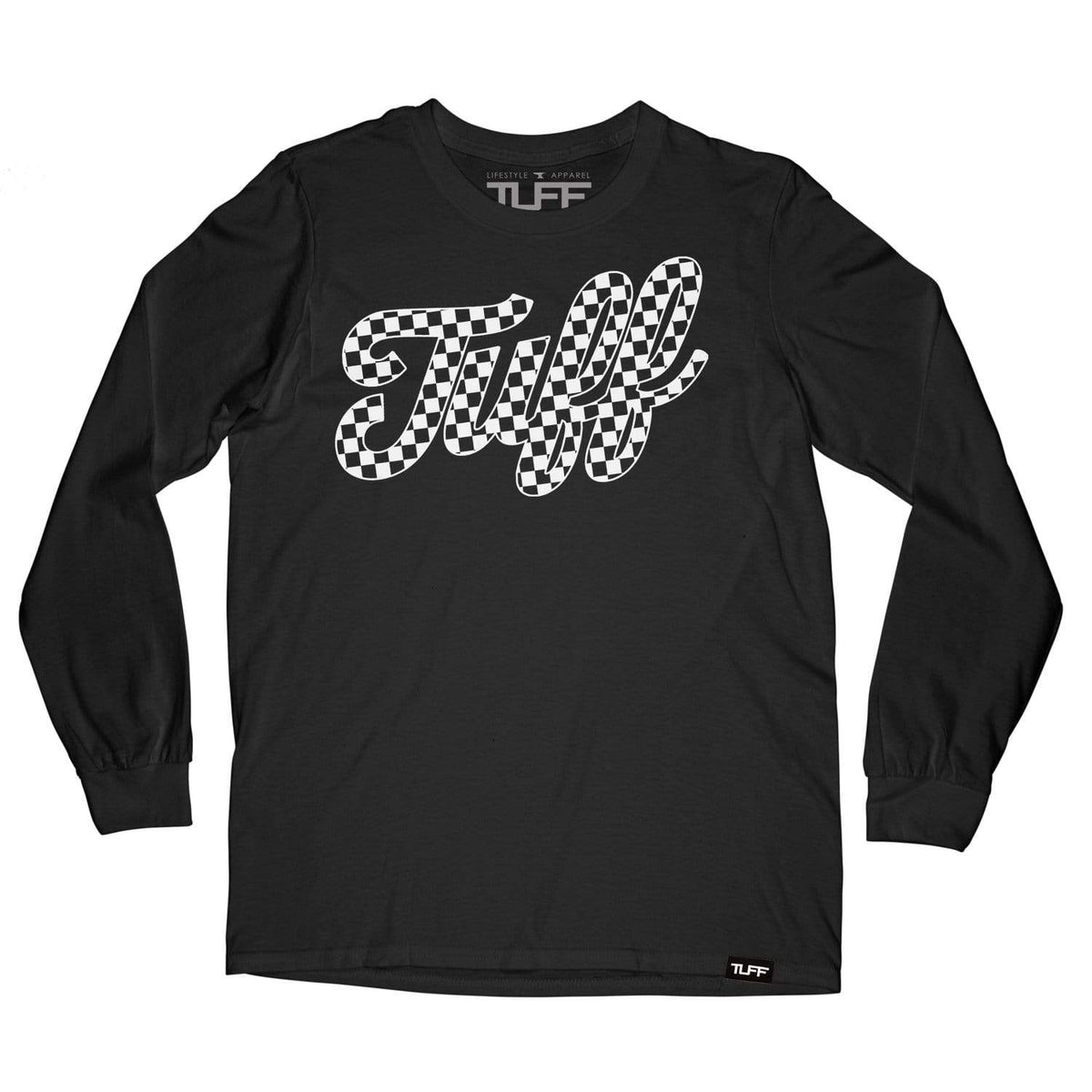 TUFF Script Checkerboard Long Sleeve Tee S / Black TuffWraps.com