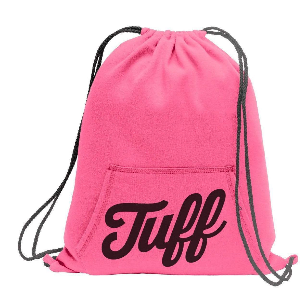 TUFF Script Fleece Cinch Bag Neon Pink TuffWraps.com