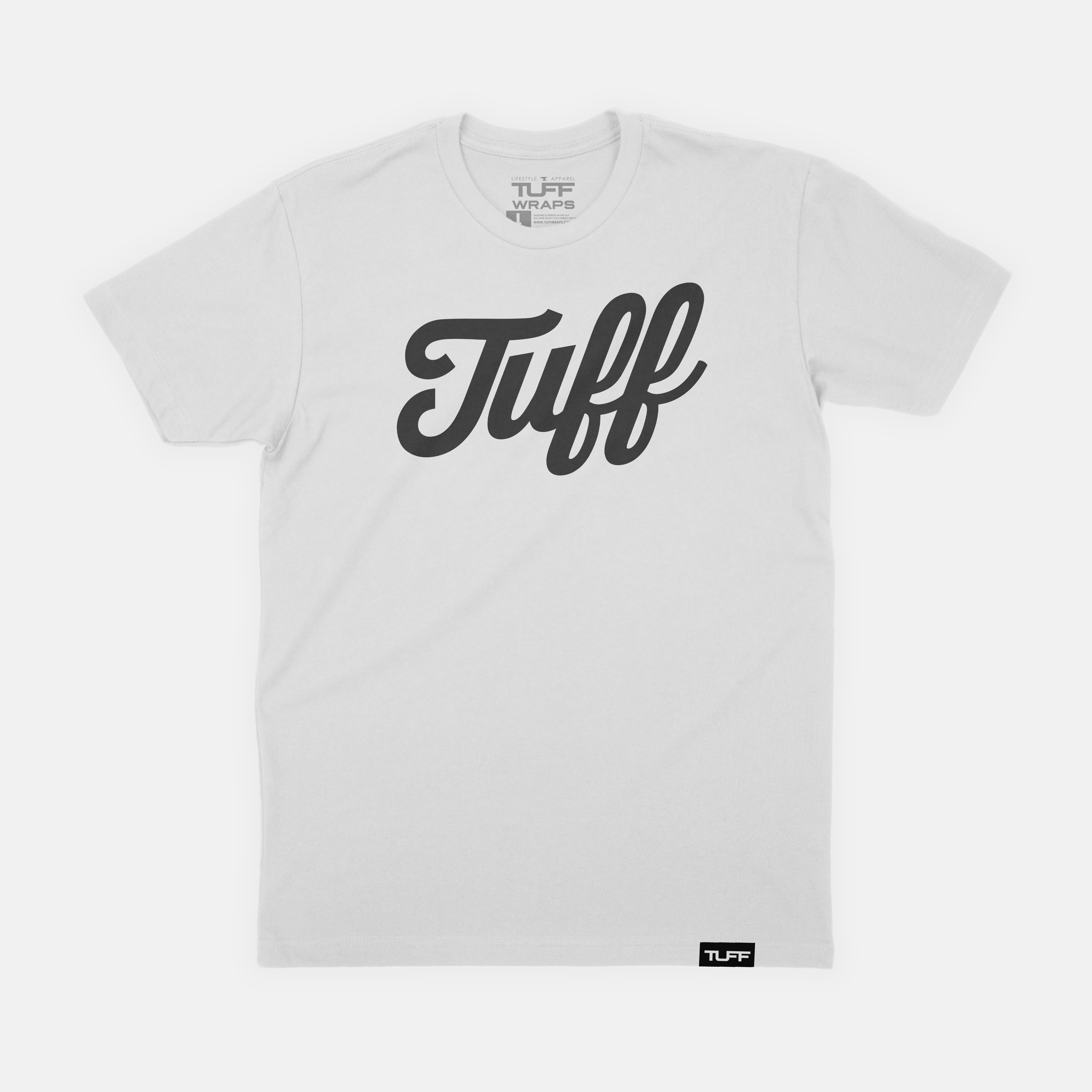 TUFF Script Ghost Tee White (Black Logo) / S TuffWraps.com