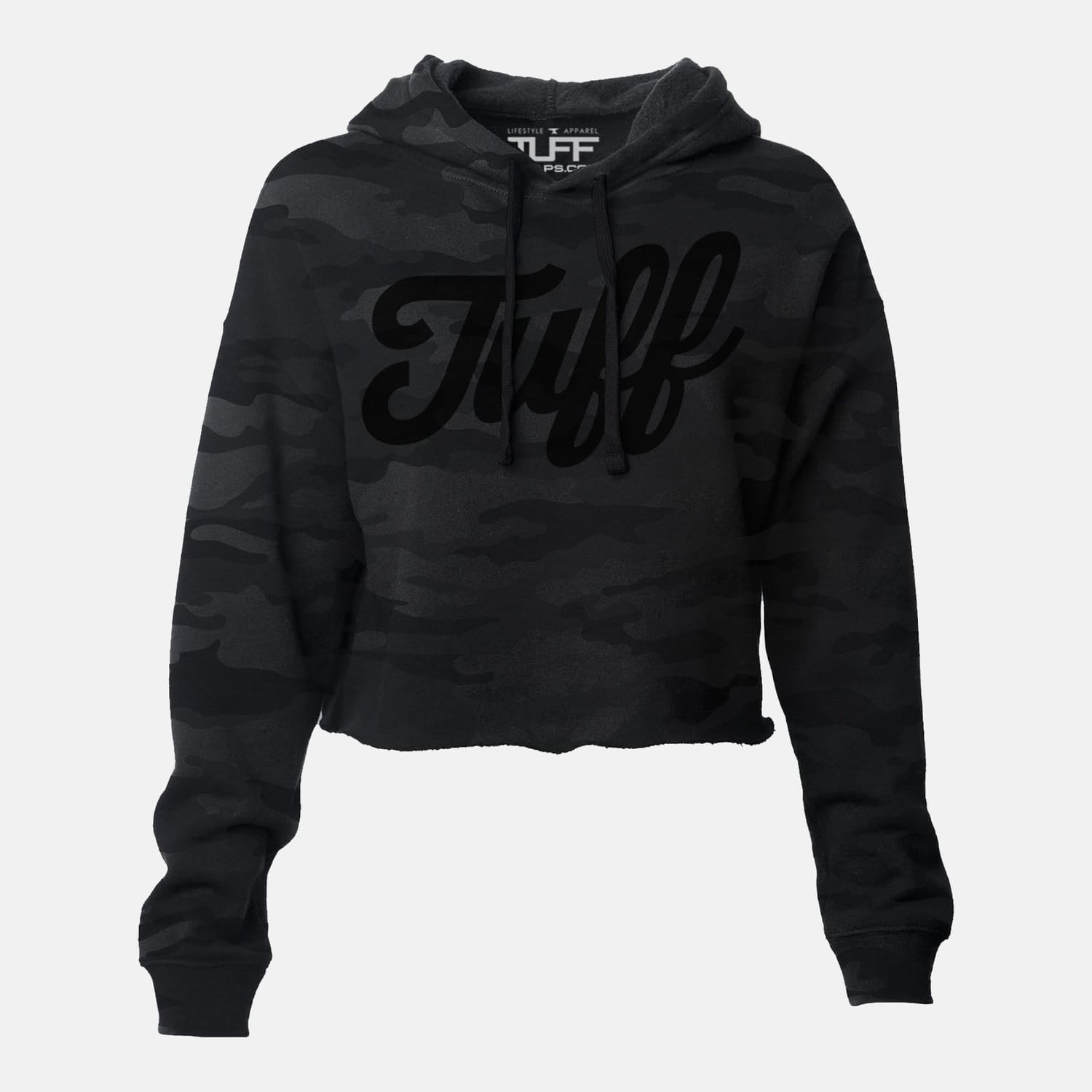 TUFF Script Hooded Cropped Fleece Black Camo / XS TuffWraps.com