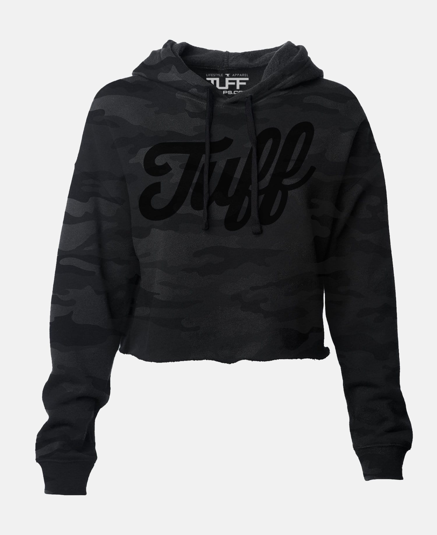 TUFF Script Hooded Cropped Fleece Black Camo / XS TuffWraps.com
