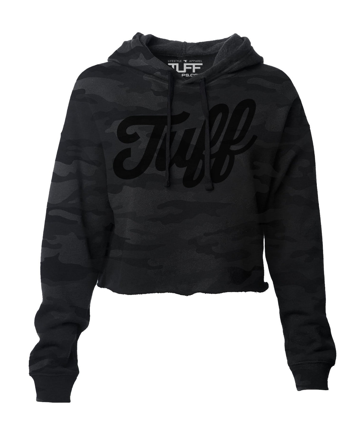 TUFF Script Hooded Cropped Fleece XS / Black Camo TuffWraps.com