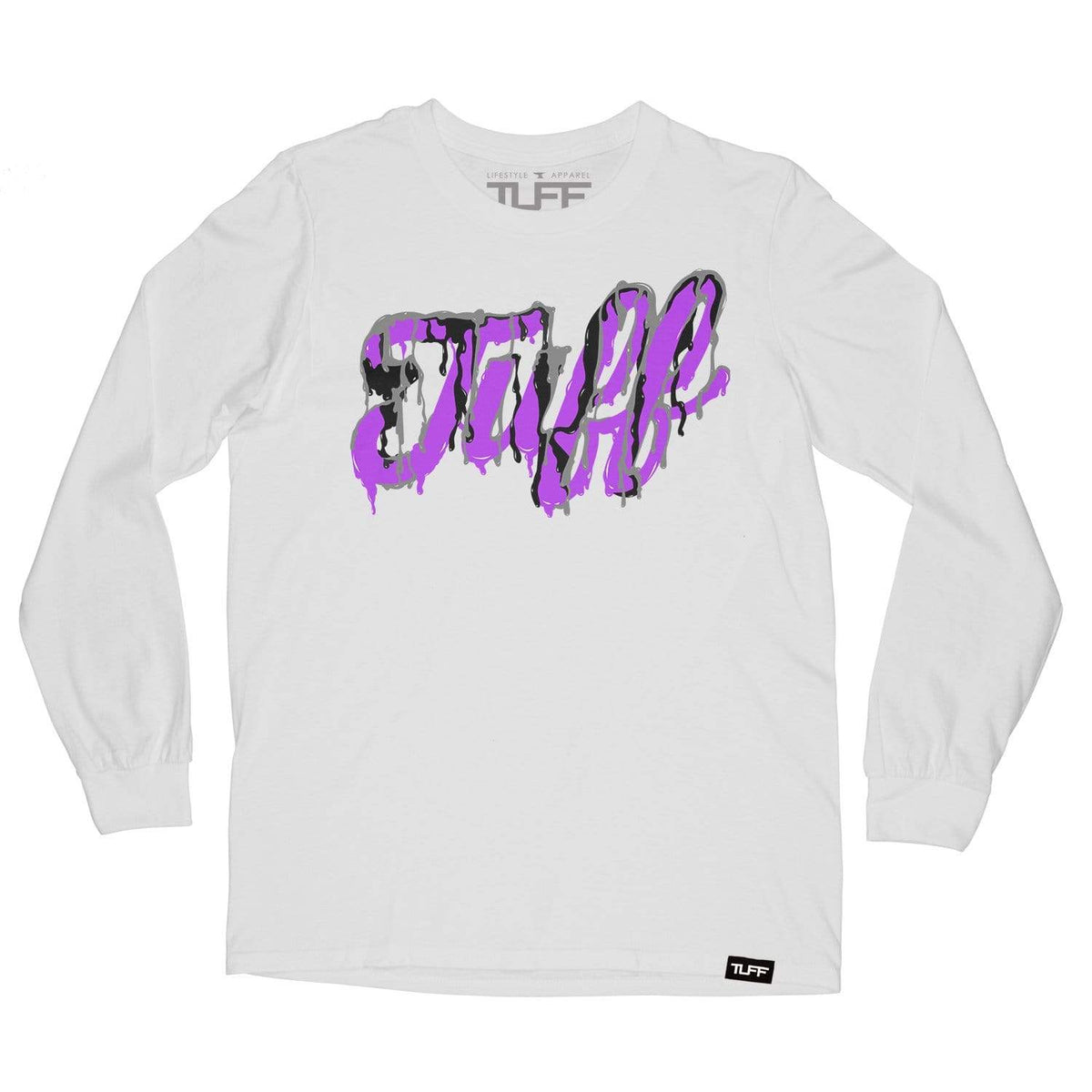 TUFF Script Melted Long Sleeve Tee S / White TuffWraps.com