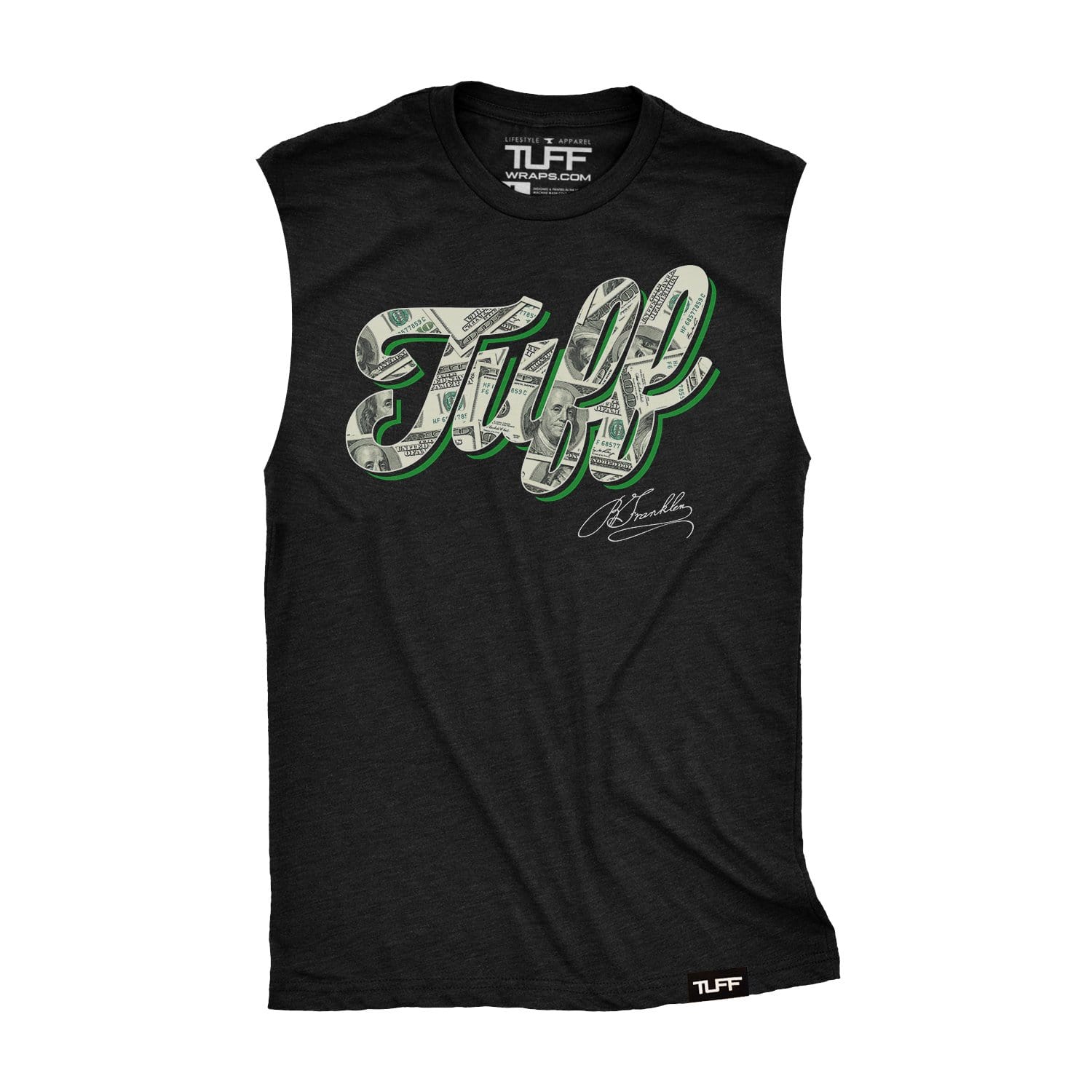 TUFF Script Money Raw Edge Muscle Tank S / Black TuffWraps.com