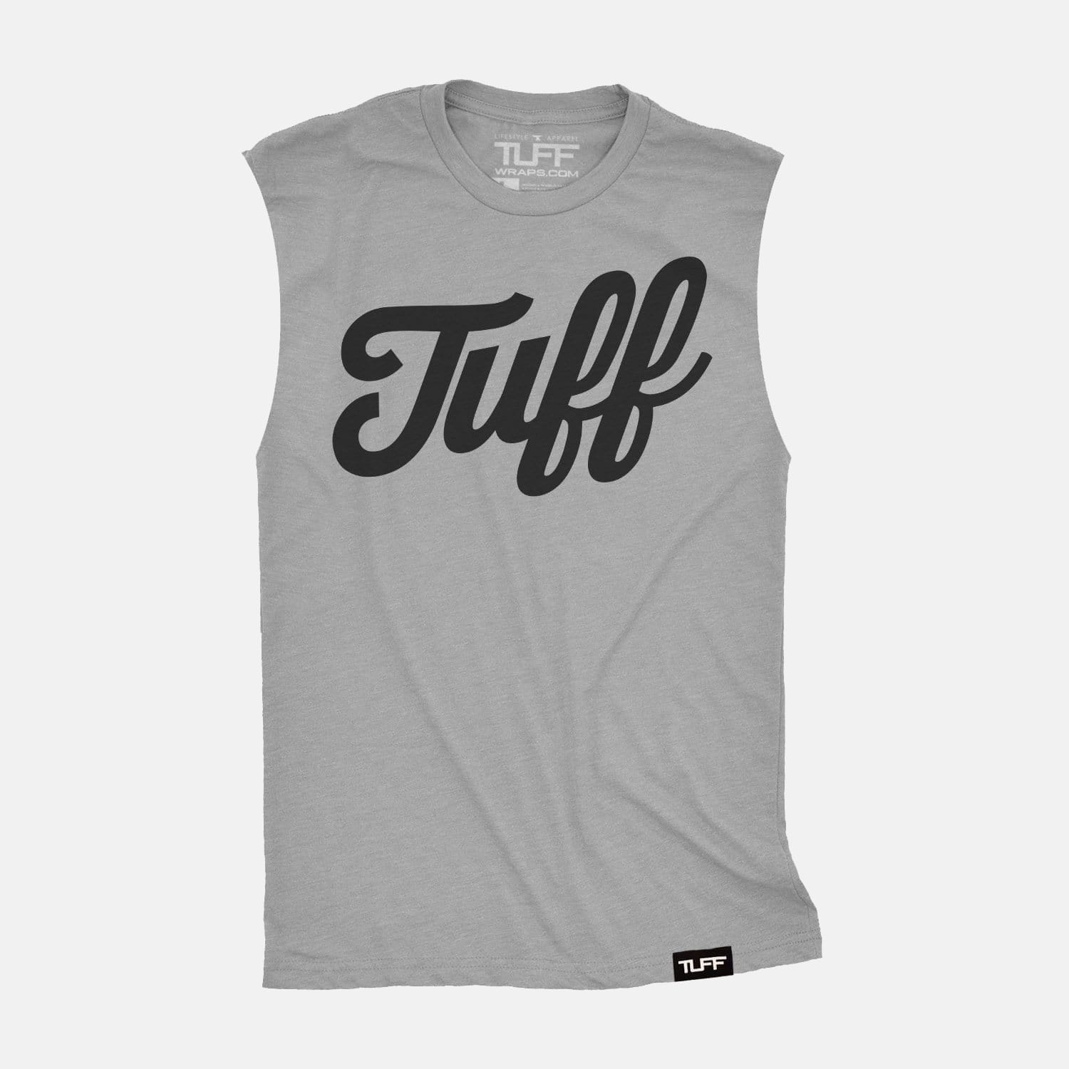 TUFF Script Raw Edge Muscle Tank Heather Gray / S TuffWraps.com