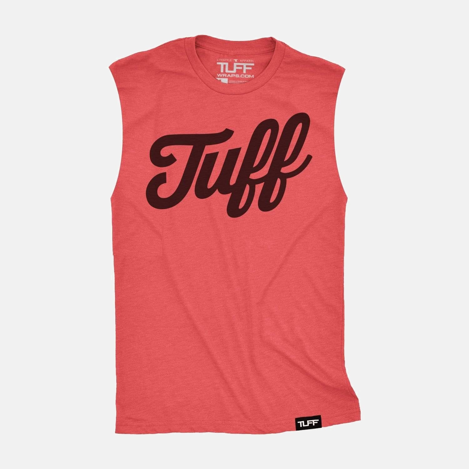 TUFF Script Raw Edge Muscle Tank Vintage Red / S TuffWraps.com