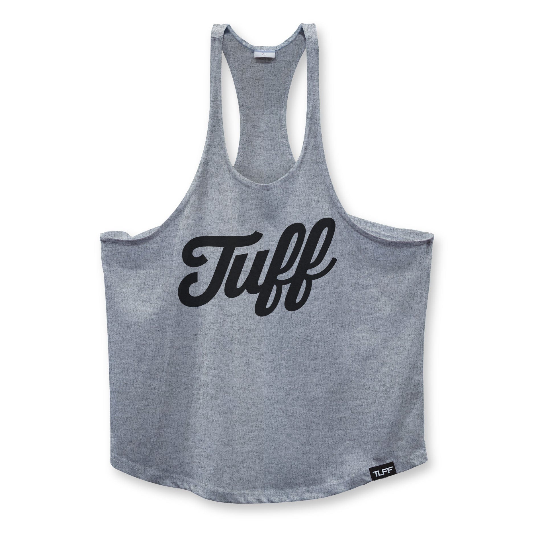 TUFF Script Stringer Tank Top S / Heather Gray TuffWraps.com