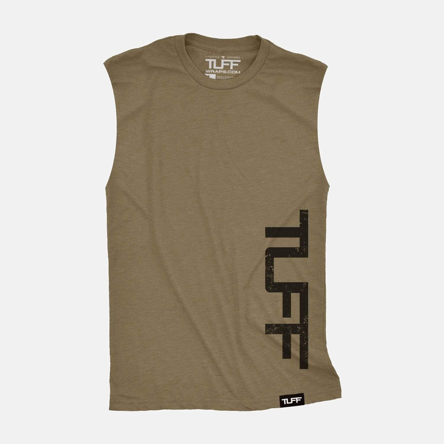 TUFF Side Raw Edge Muscle Tank Military Green / S TuffWraps.com