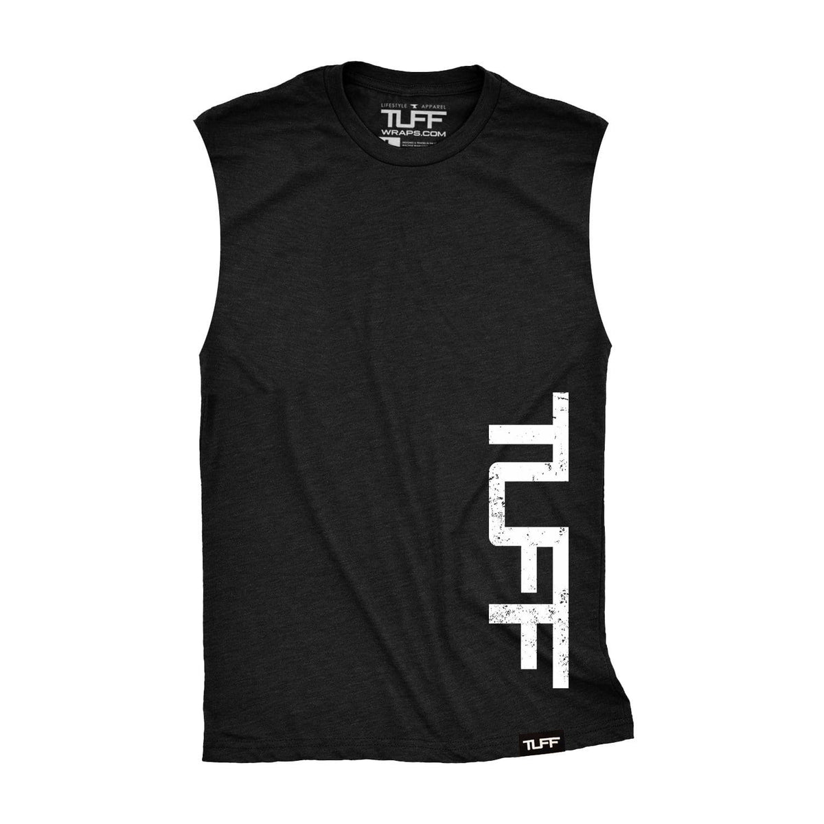 TUFF Side Raw Edge Muscle Tank S / Black TuffWraps.com