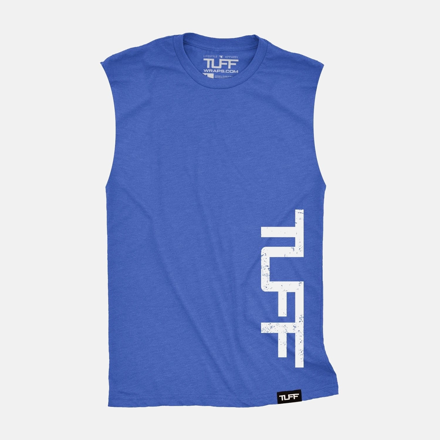 TUFF Side Raw Edge Muscle Tank Vintage Blue / S TuffWraps.com