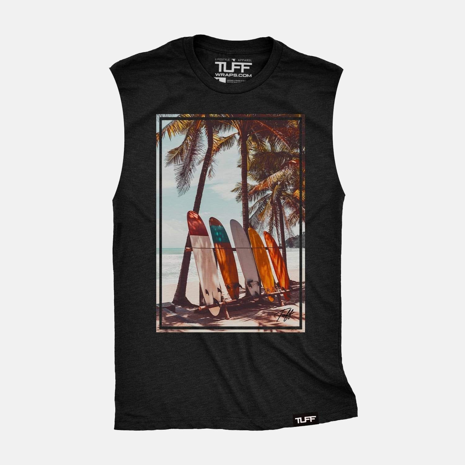 TUFF Surfboards Raw Edge Muscle Tank Black / S TuffWraps.com