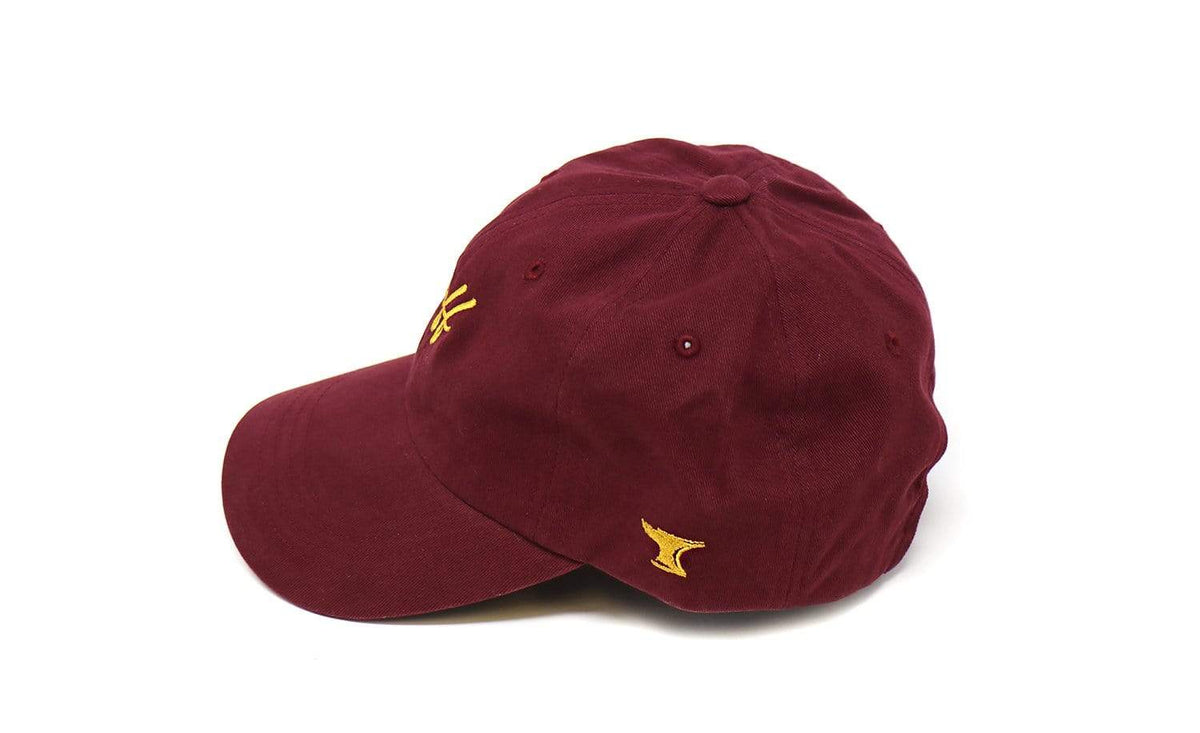 TUFF Thin Gold Script Dad Hat - Maroon Maroon TuffWraps.com