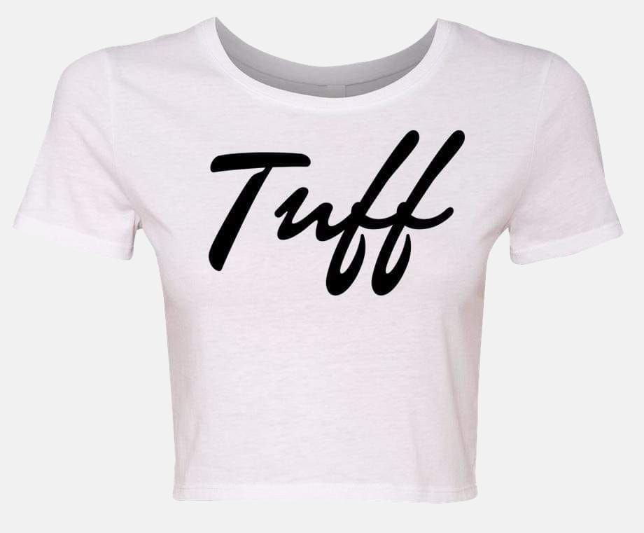 TUFF Thin Script Crop Top White / XS/S TuffWraps.com