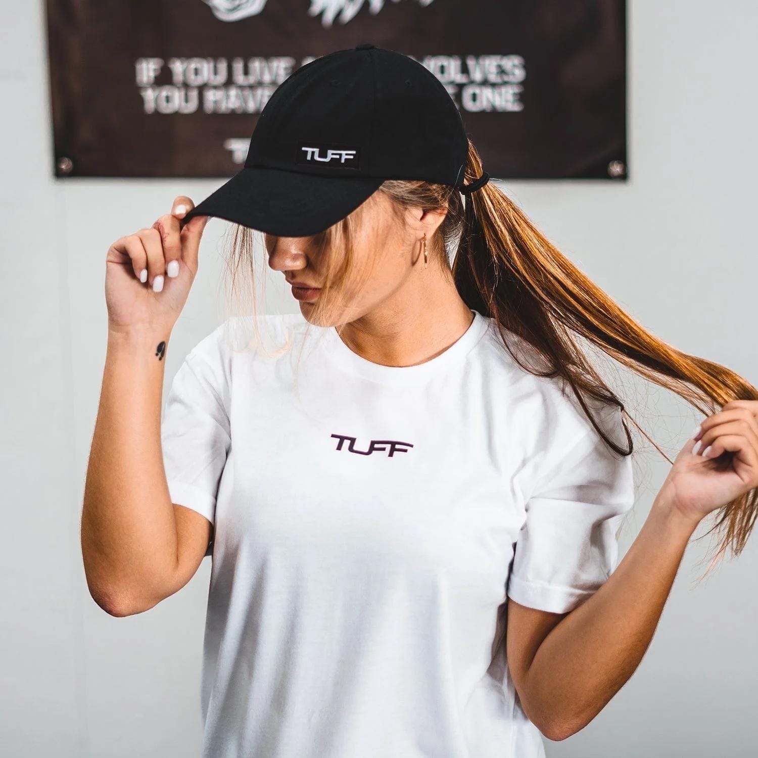 TUFF Thin Script Dad Hat - Black Black TuffWraps.com