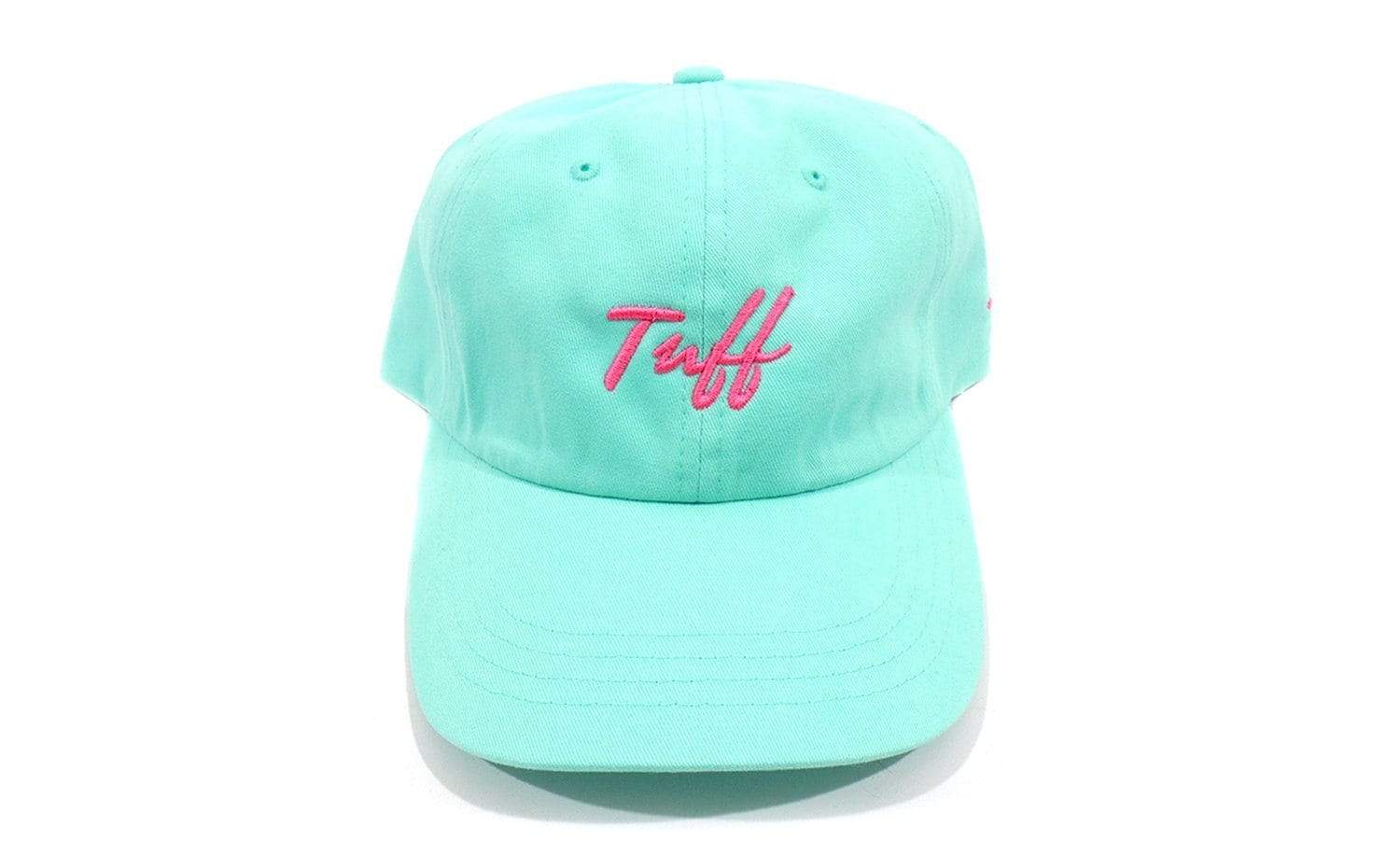 TUFF Thin Script Dad Hat - Tahiti Blue (Pink) Tahiti Blue TuffWraps.com