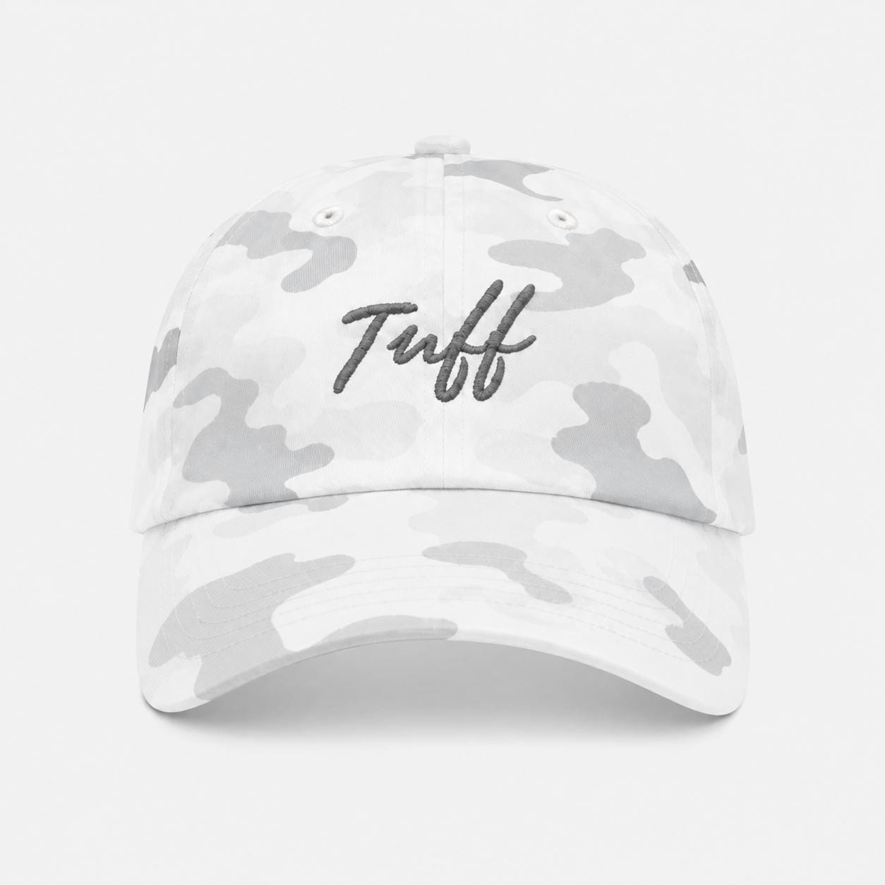 TUFF Thin Script Dad Hat - White Camo TuffWraps.com