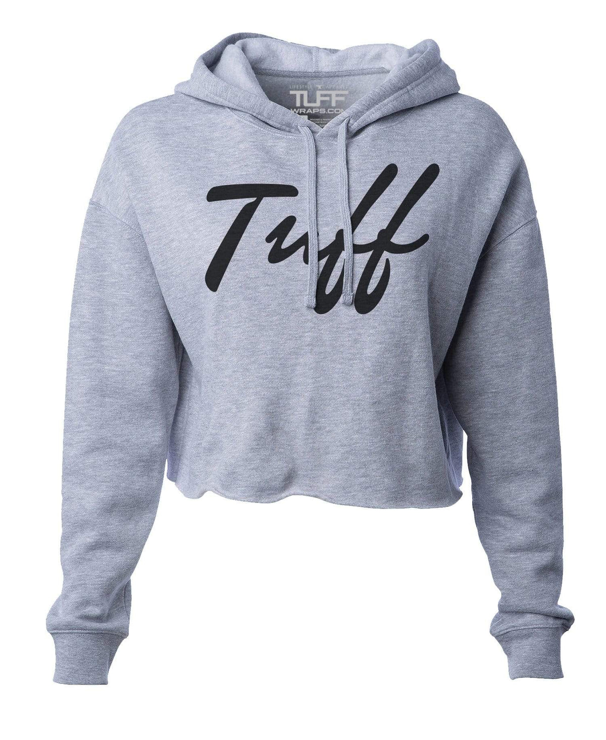 TUFF Thin Script Hooded Cropped Fleece S / Heather Gray TuffWraps.com