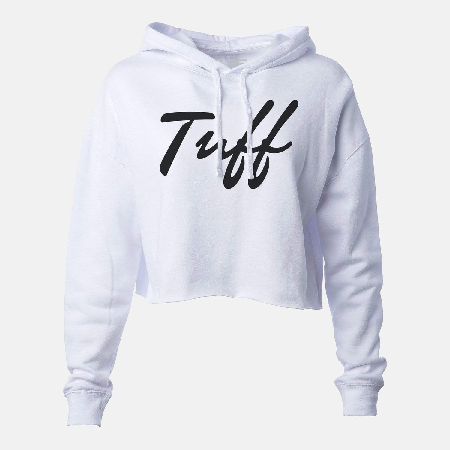 TUFF Thin Script Hooded Cropped Fleece White / XS TuffWraps.com