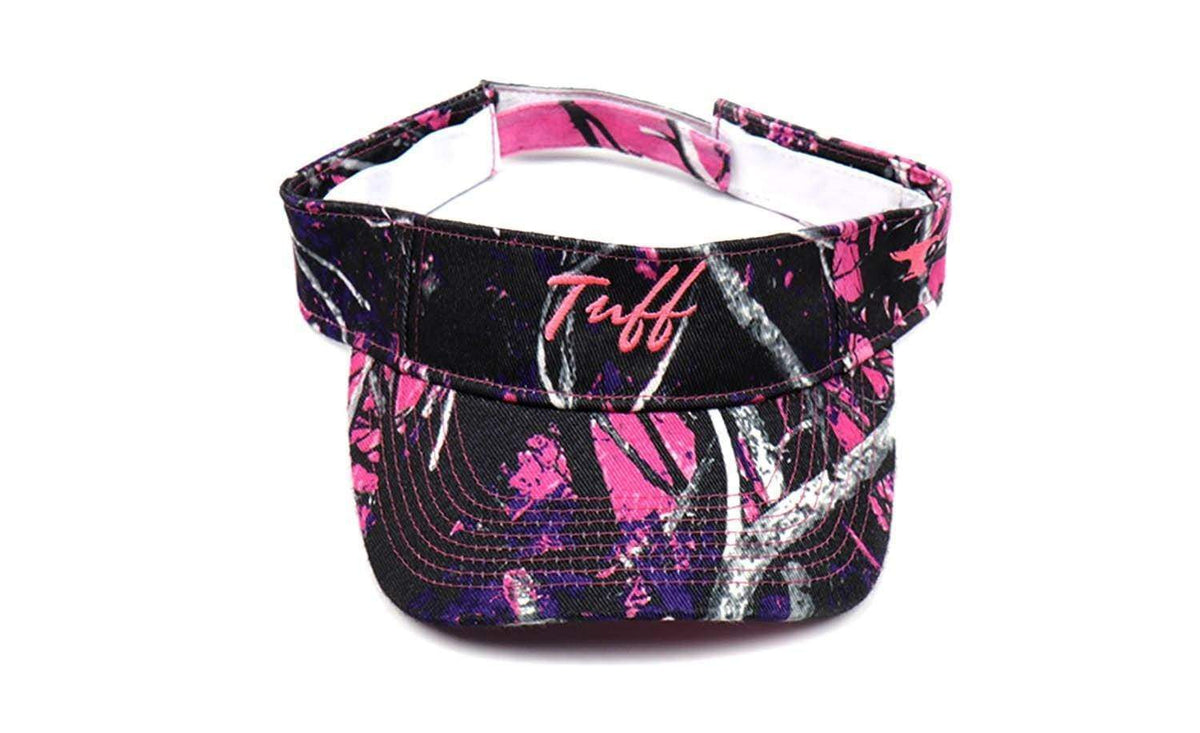 Hats - TUFF Thin Script Pink Camo Visor