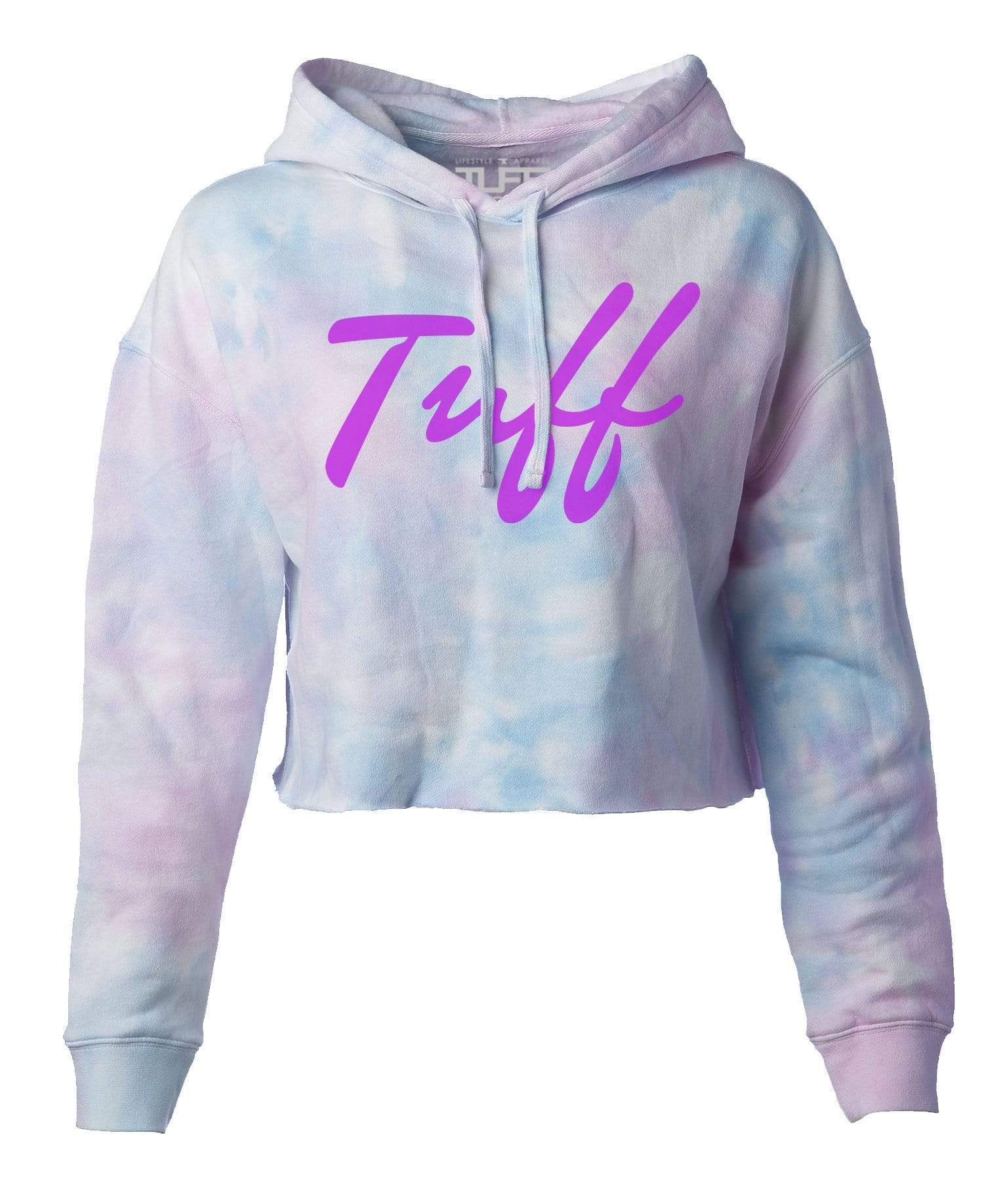 TUFF Thin Script Tie-Dye Hooded Cropped Fleece XS / Purple TuffWraps.com