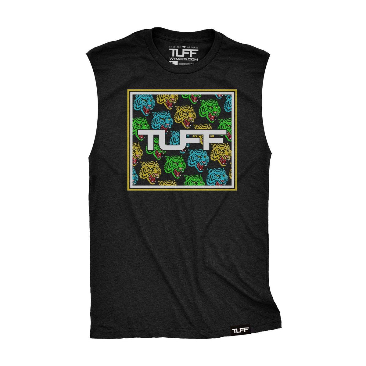 TUFF Tiger Block Raw Edge Muscle Tank S / Black TuffWraps.com