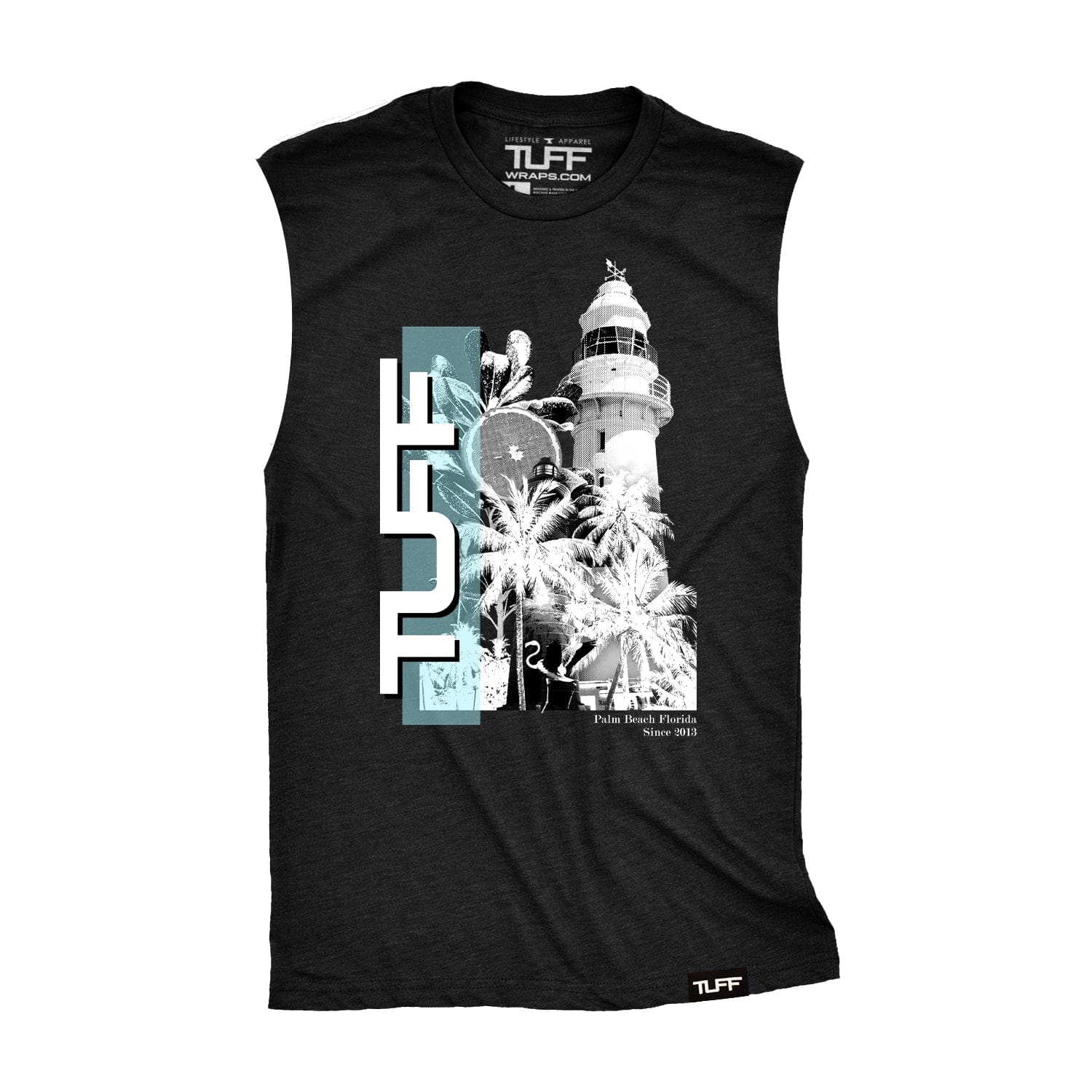 Palm Beach Lighthouse Raw Edge Muscle Tank S / Black TuffWraps.com